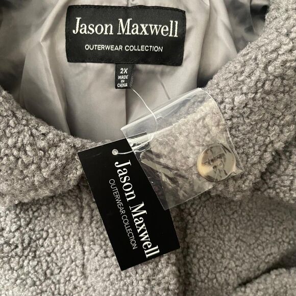 JASON MAXWELL Grey Sherpa Teddy Shacket, New!  Size 2X - Picture 5 of 7